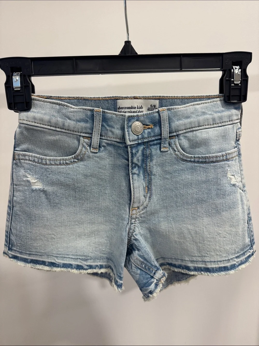 abercrombie kids Light Blue Distressed Denim Shorts